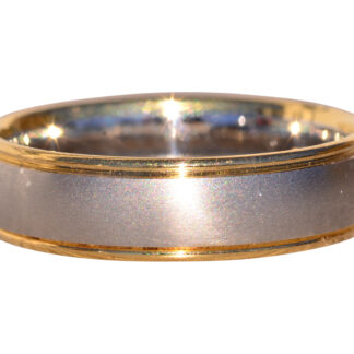 The Mount Two: Designer Signed Wedding Band in Platinum and 18 Karat Yellow Gold