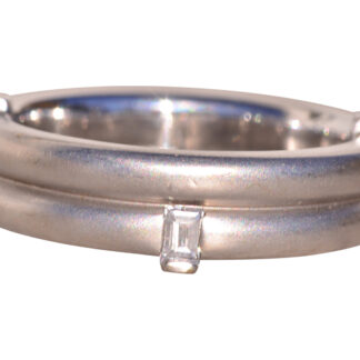 The Hazel: Brushed White Gold Designer Band with Natural Diamonds