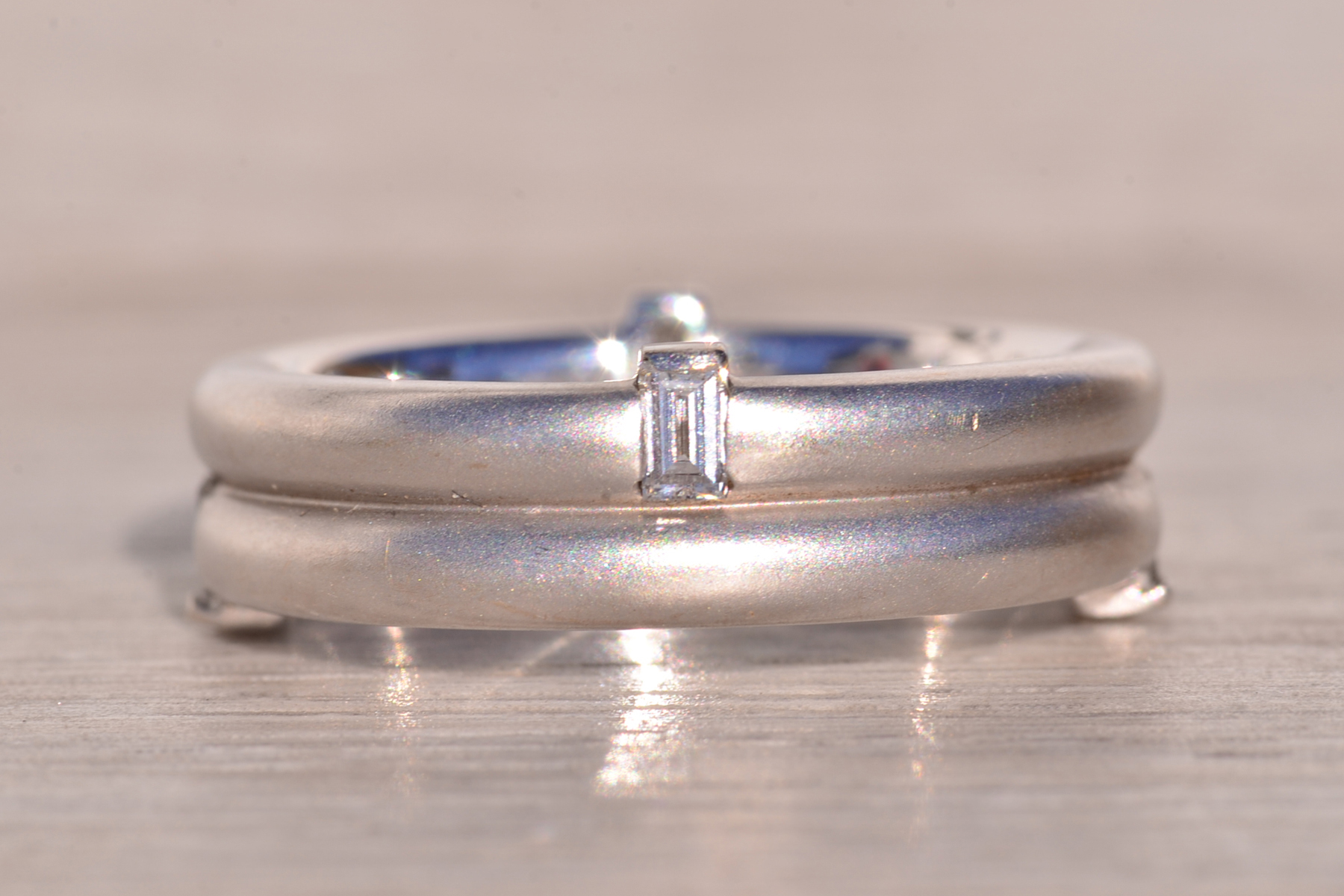The Hazel: Brushed White Gold Designer Band with Natural Diamonds - Image 3