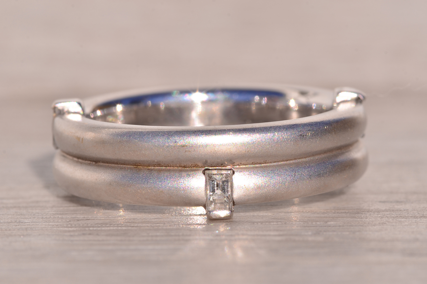 The Hazel: Brushed White Gold Designer Band with Natural Diamonds - Image 4