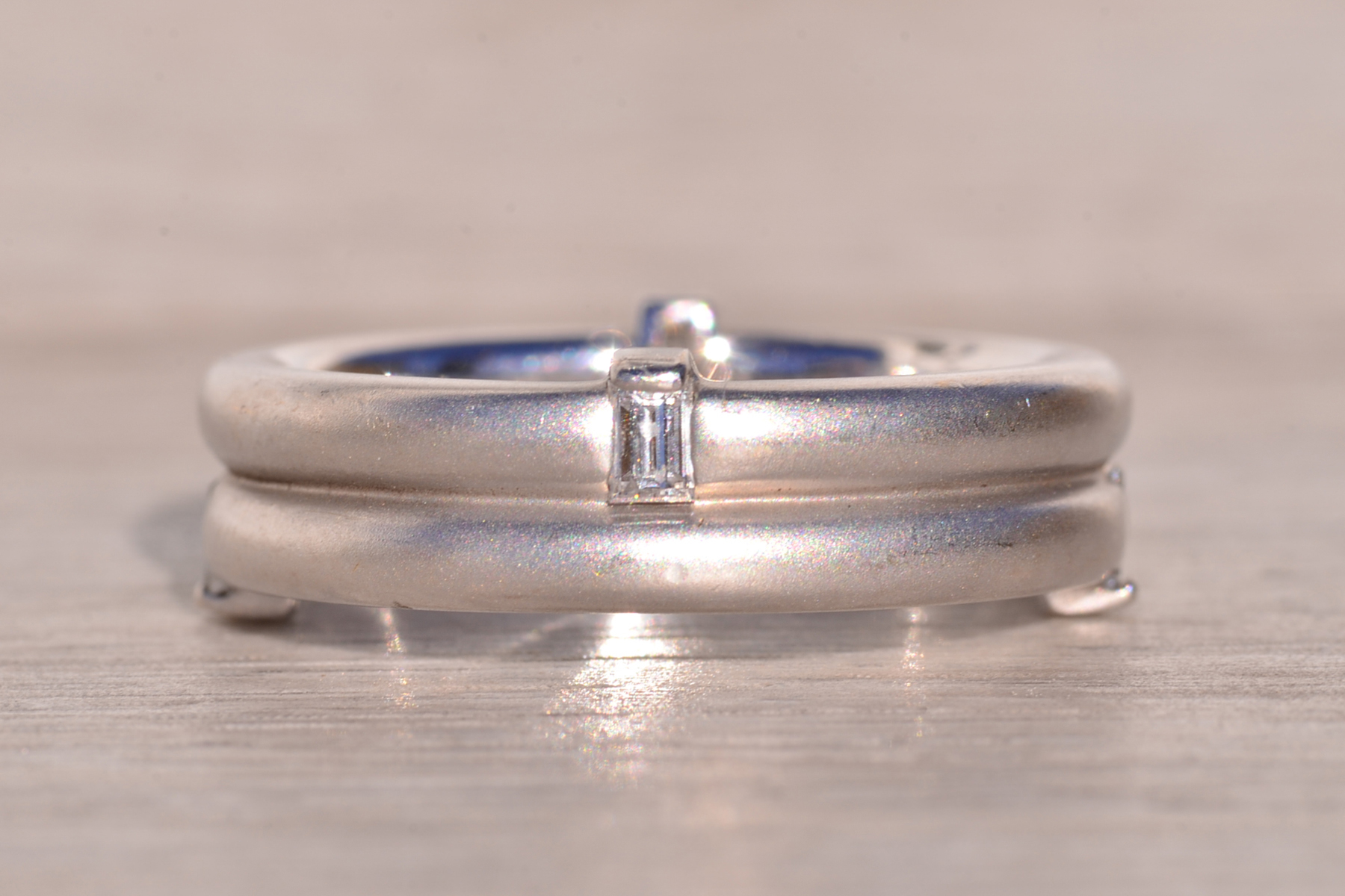 The Hazel: Brushed White Gold Designer Band with Natural Diamonds - Image 5