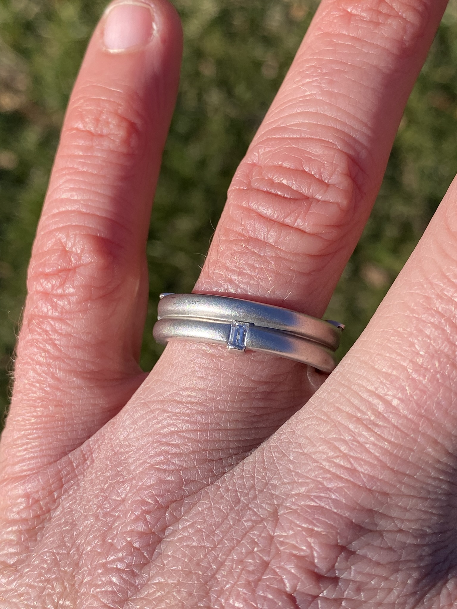 The Hazel: Brushed White Gold Designer Band with Natural Diamonds - Image 6