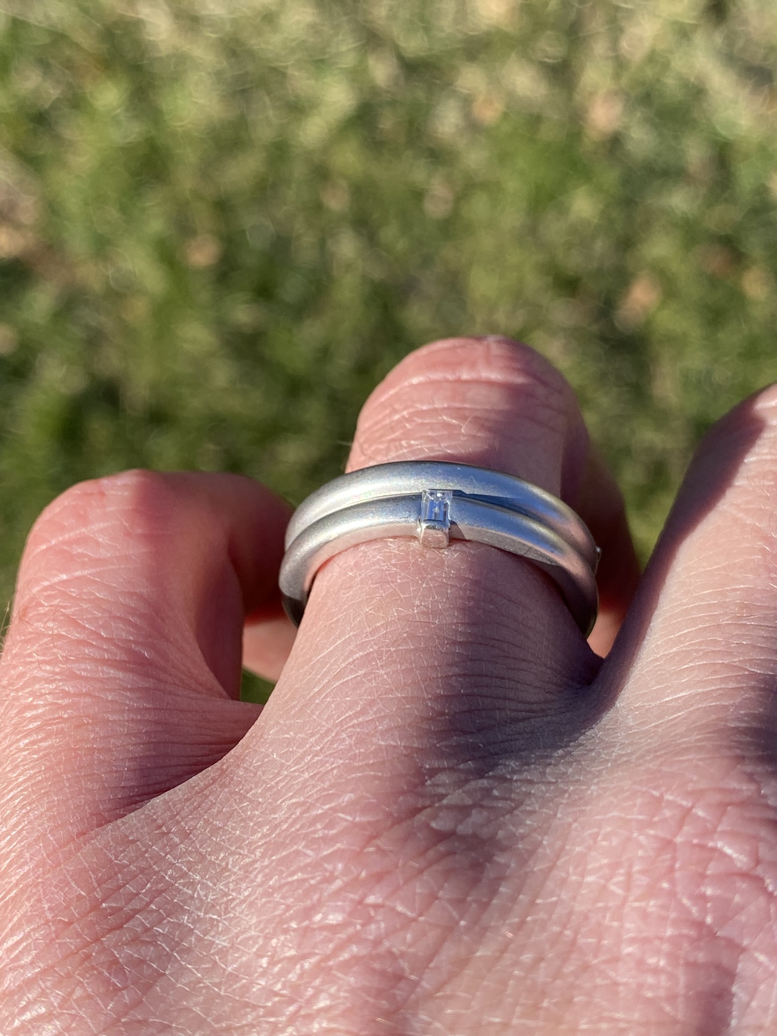 The Hazel: Brushed White Gold Designer Band with Natural Diamonds - Image 7