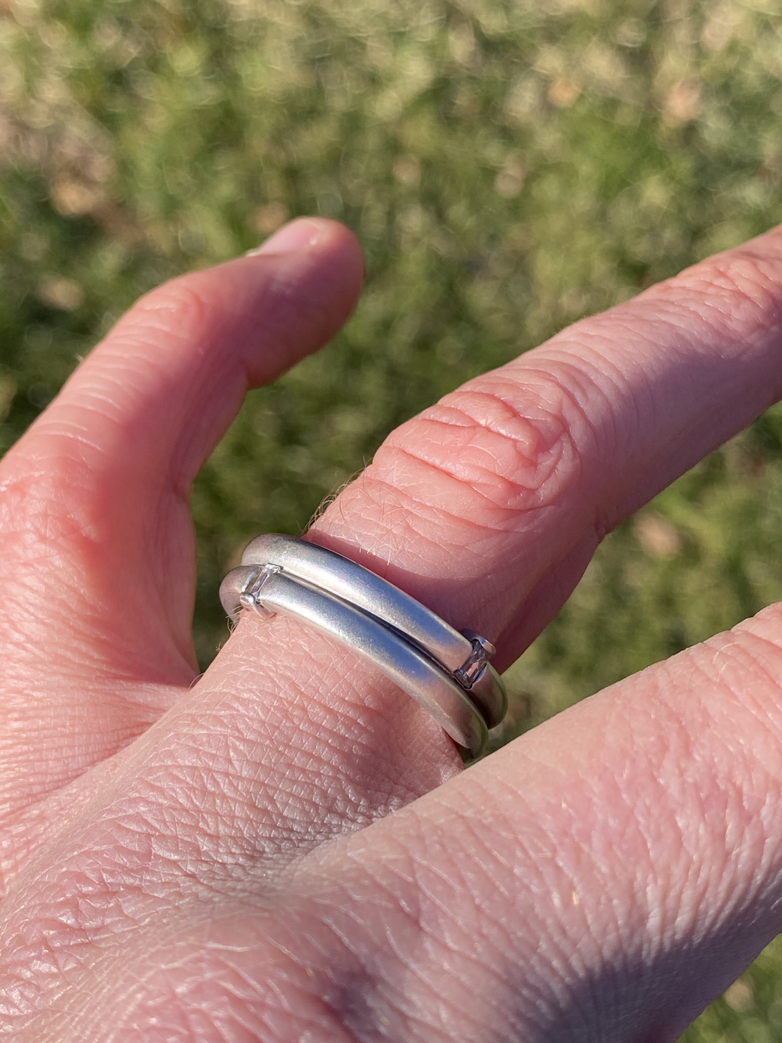 The Hazel: Brushed White Gold Designer Band with Natural Diamonds - Image 8