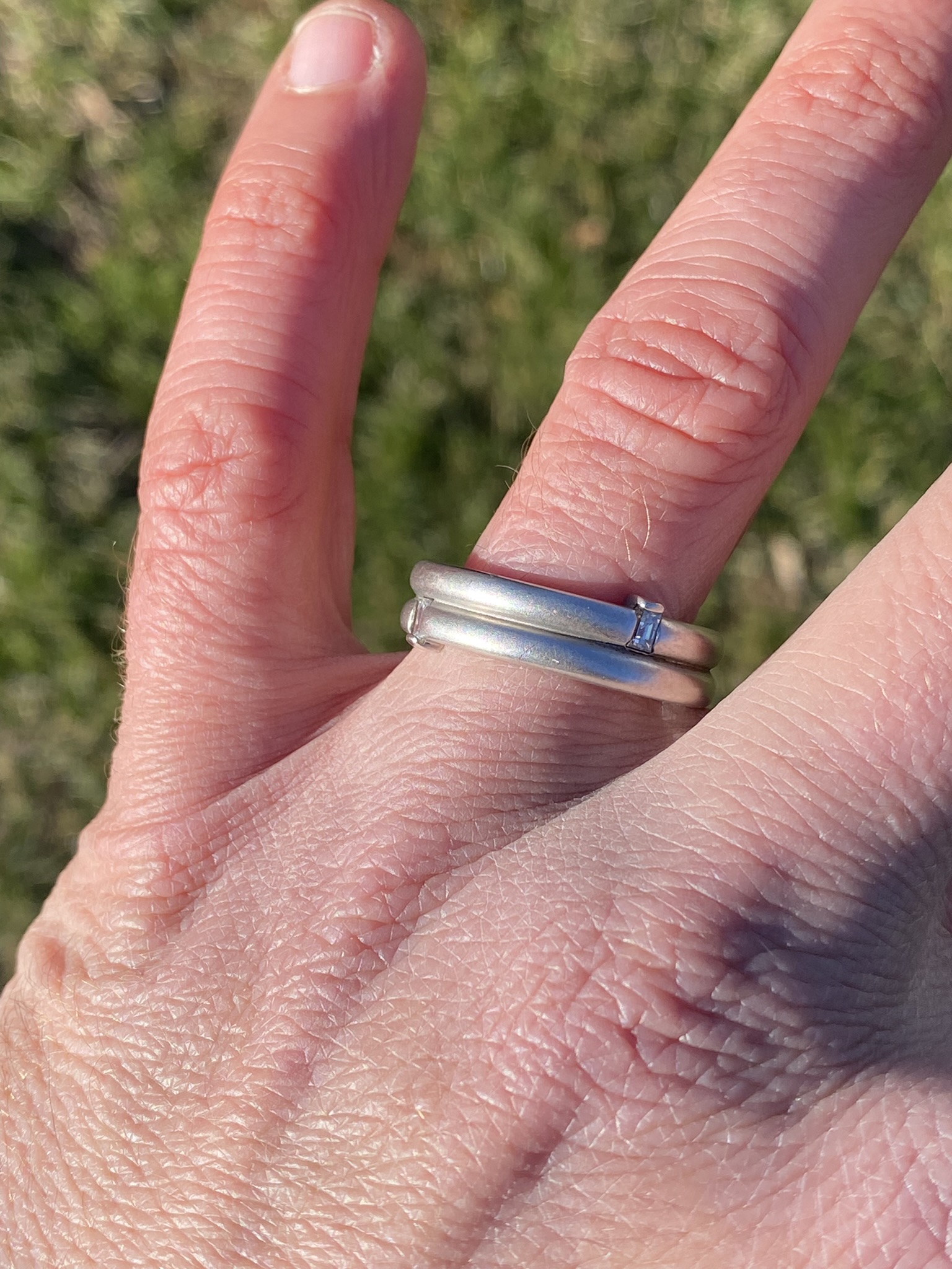 The Hazel: Brushed White Gold Designer Band with Natural Diamonds - Image 10