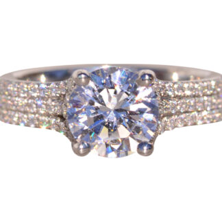 Three Row Platinum and Natural Diamond Semi Mounting