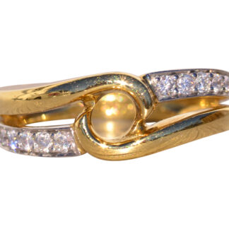 Yellow Gold Waved Shank Natural Diamond Semi Mount