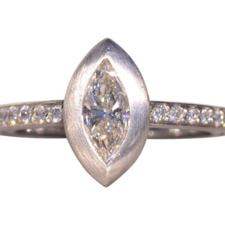 The Banyan: Designer Diana Vincent Signed Marquise Engagement Ring in Platinum