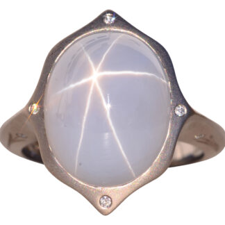 The Alder:  Designer Signed Natural Star Sapphire Ring set with Natural Diamonds