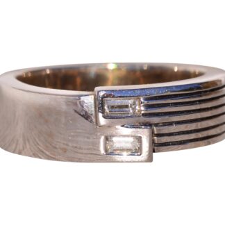 The Ash: Designer Signed White Gold Contemporary Band Set with Natural Diamonds
