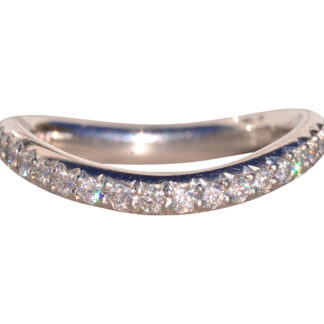 The Cassia: Designer Signed French Set Natural Diamond Contour Band in Platinum