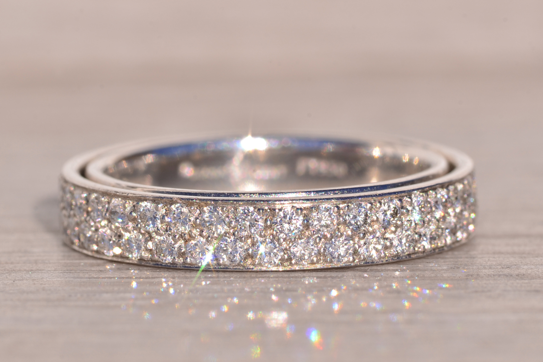 The Daphne: Designer Signed Pave Two Row Natural Diamond Band in Platinum - Image 2