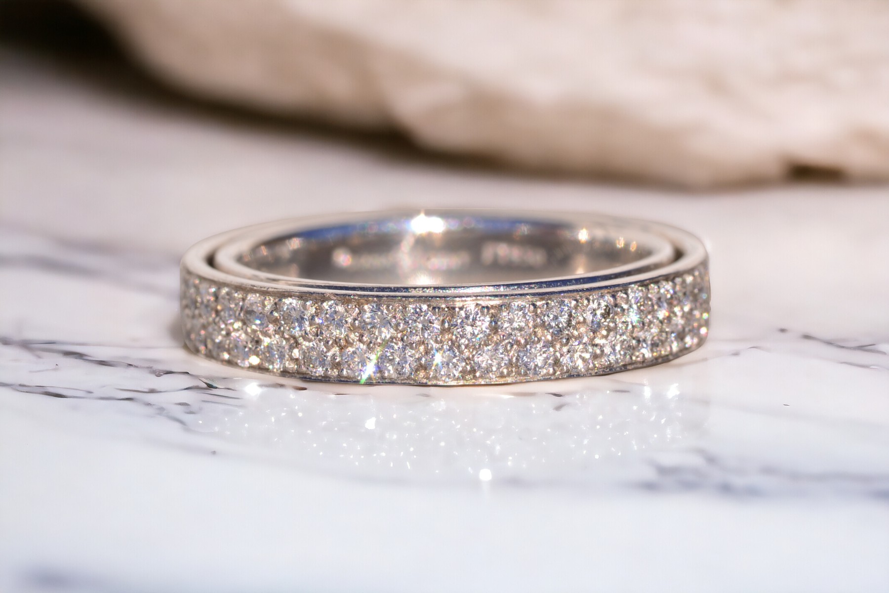 The Daphne: Designer Signed Pave Two Row Natural Diamond Band in Platinum - Image 7