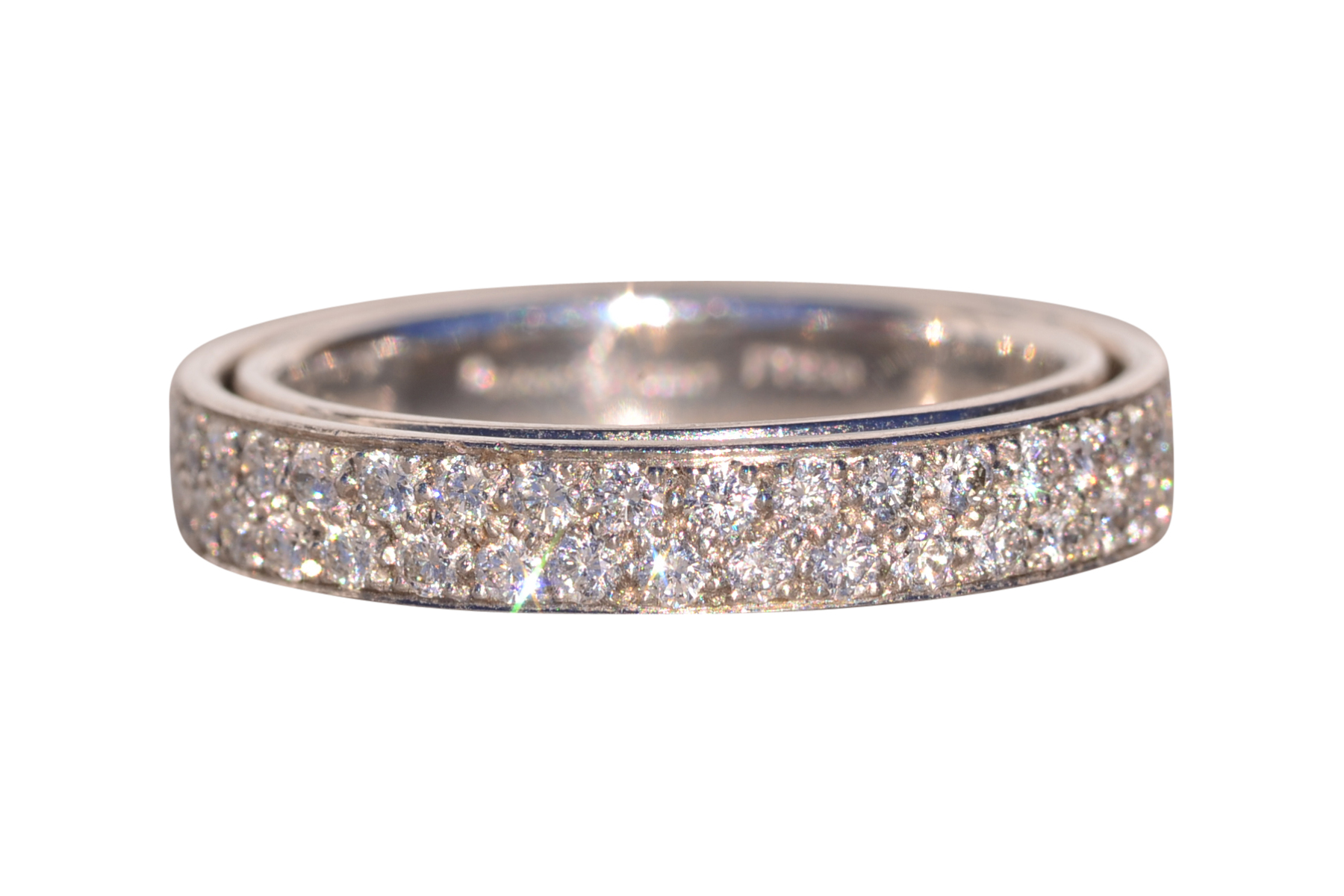The Daphne: Designer Signed Pave Two Row Natural Diamond Band in Platinum