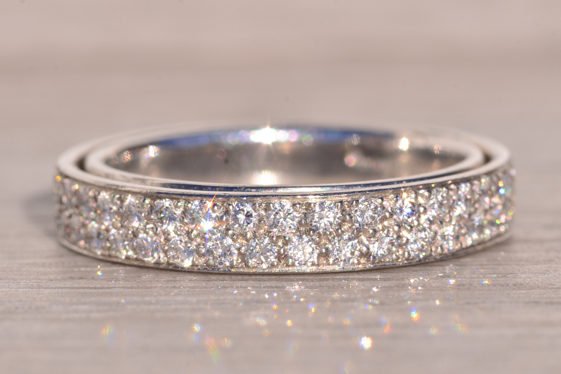 The Daphne: Designer Signed Pave Two Row Natural Diamond Band in Platinum - Image 3