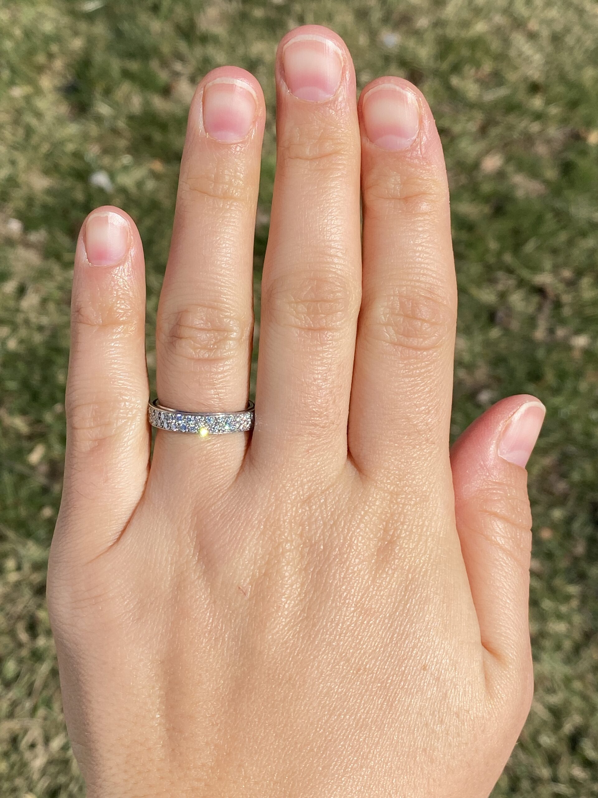 The Daphne: Designer Signed Pave Two Row Natural Diamond Band in Platinum - Image 4