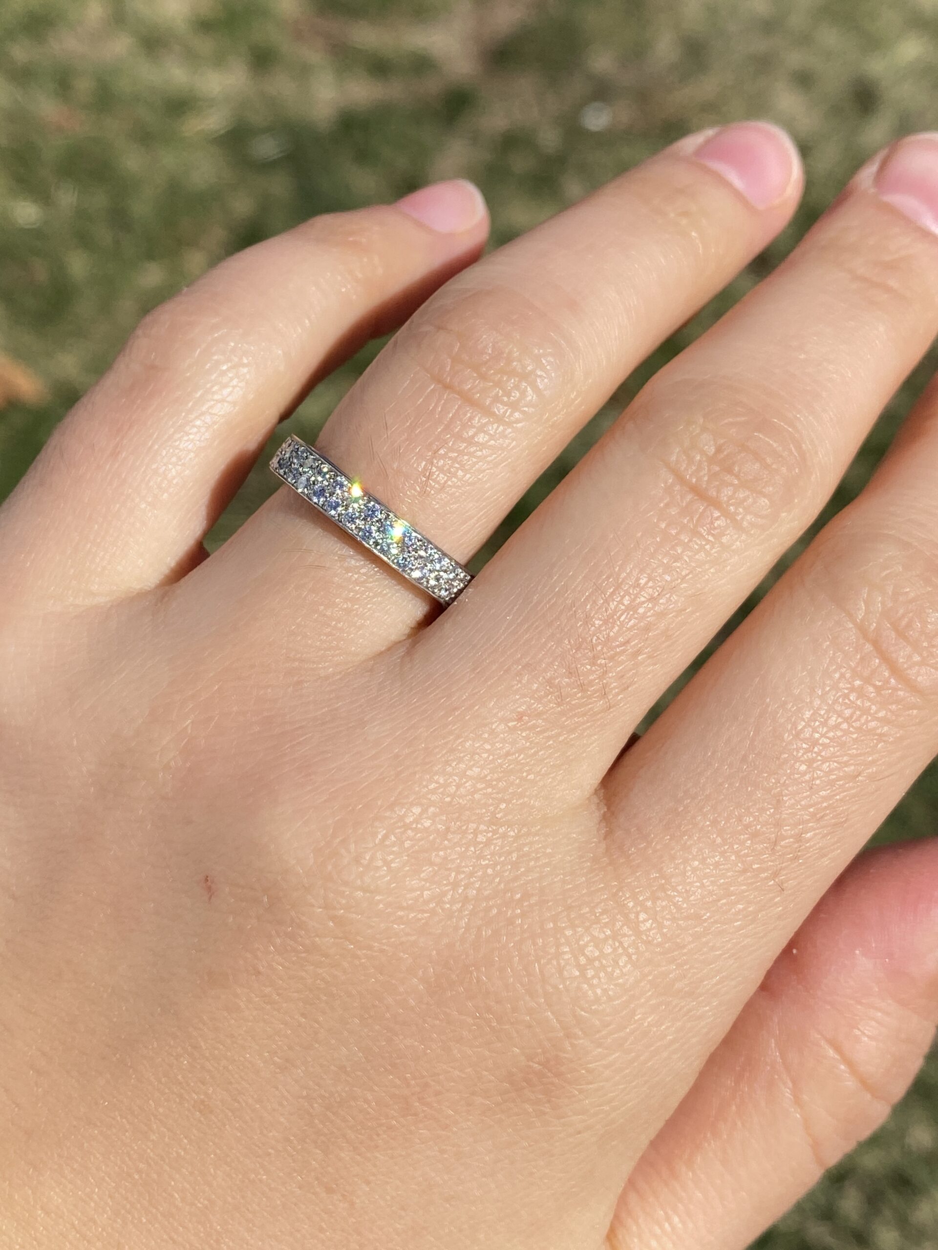 The Daphne: Designer Signed Pave Two Row Natural Diamond Band in Platinum - Image 5