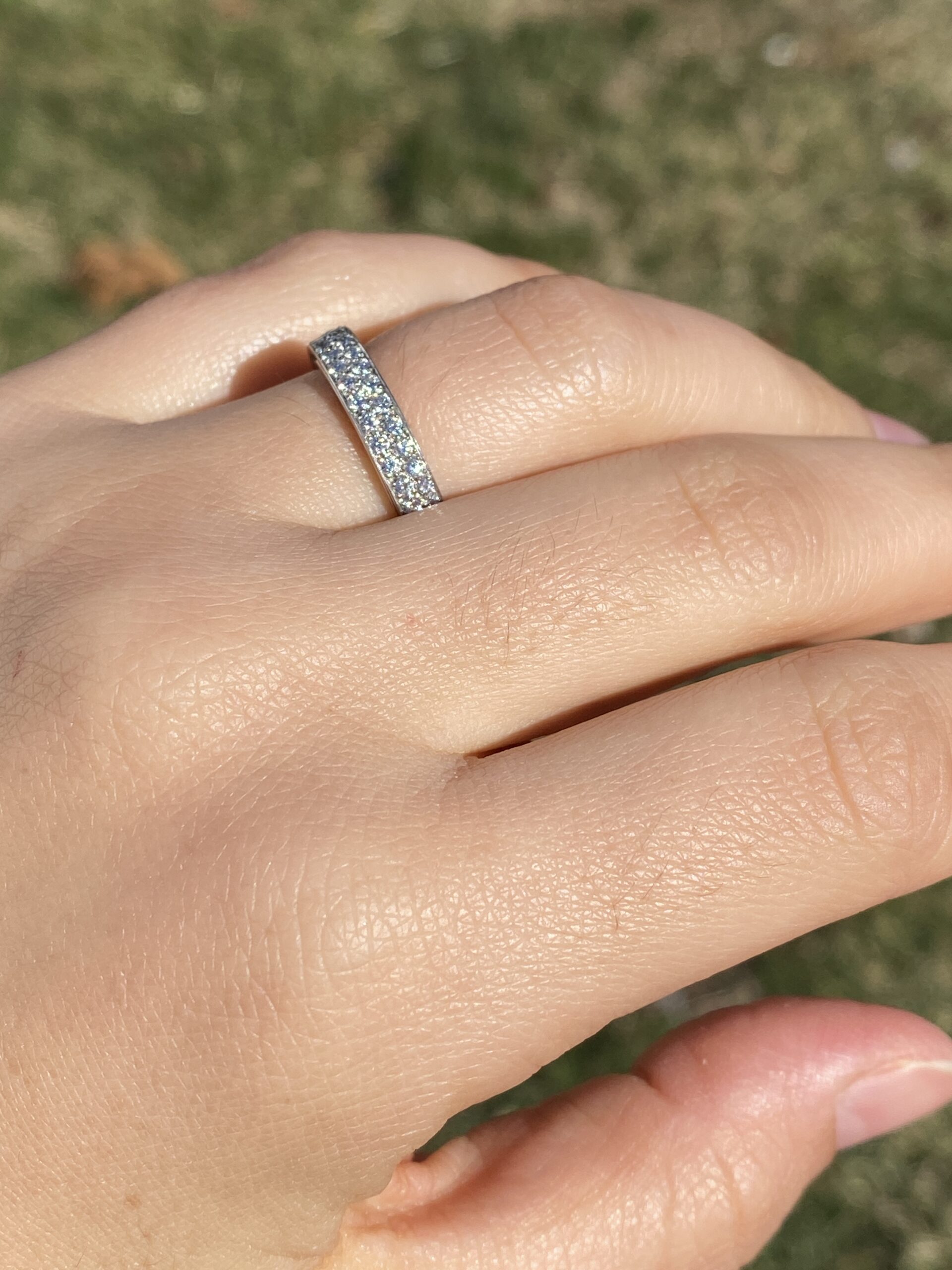 The Daphne: Designer Signed Pave Two Row Natural Diamond Band in Platinum - Image 6