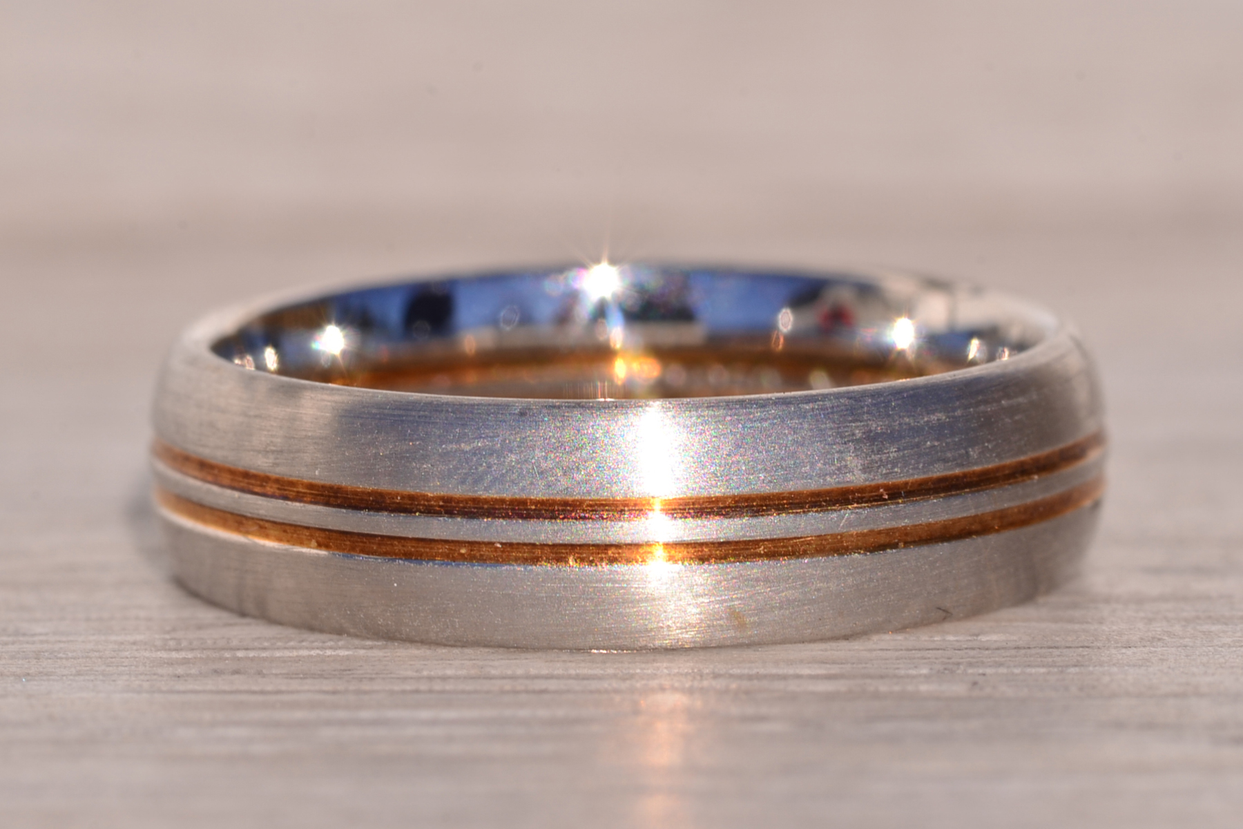 The Handmade: Designer Signed Handmade Platinum and Yellow Gold Gentleman's Band - Image 2