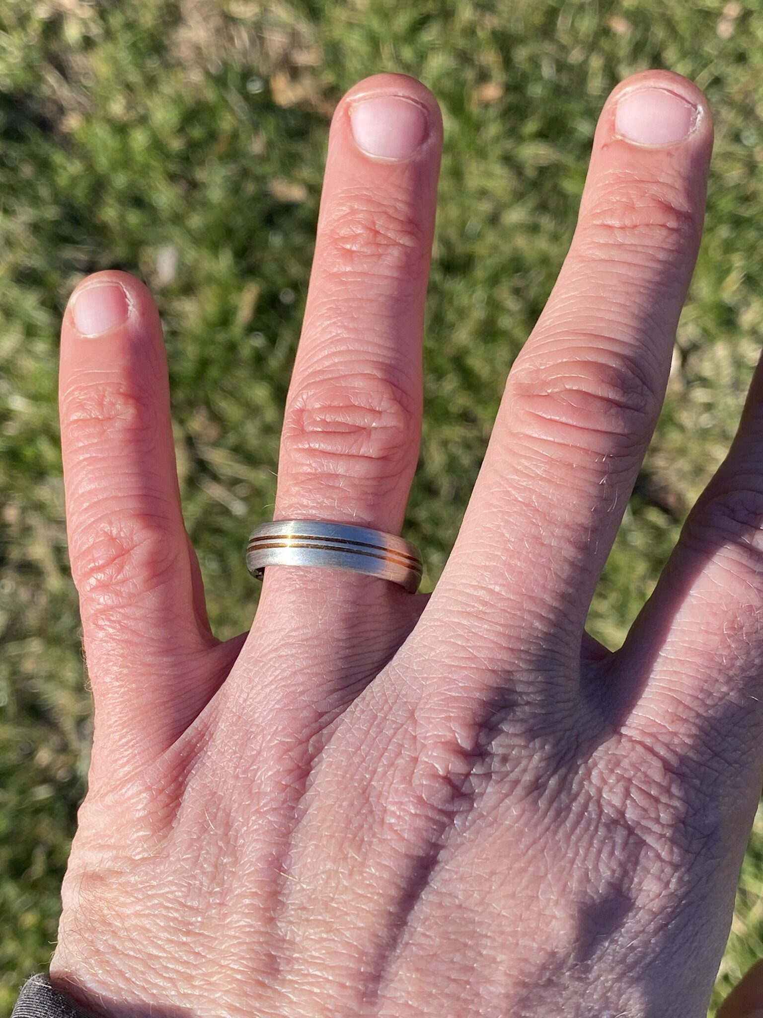 The Handmade: Designer Signed Handmade Platinum and Yellow Gold Gentleman's Band - Image 7