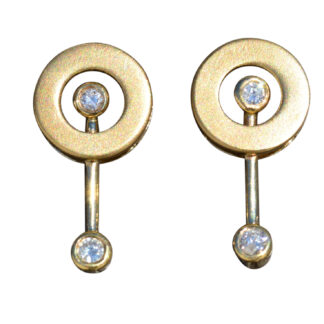 SOLD - Ladies 14K Yellow Gold and Diamond Drop Earrings