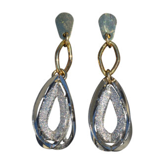 Ladies Italian 14K Two Tone Dangler Earrings