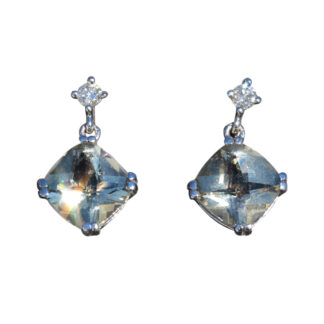 The Avahs:  Ladies Contemporary 14K Prasiolite and Diamond Earrings