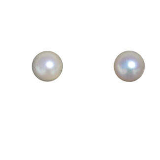Ladies Classic 14K Yellow Gold Pearl Stud Earrings
