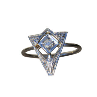 The Yareli:  Ladies Antique 10K Shield Diamond Ring