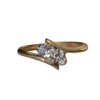 SOLD - The Noemi:  Ladies Vintage Diamond Bypass Ring in 10K Gold