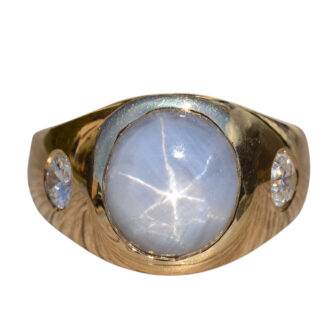 SOLD - The Rylan:  Gentleman's Star Sapphire and Diamond Cocktail Ring in 14K