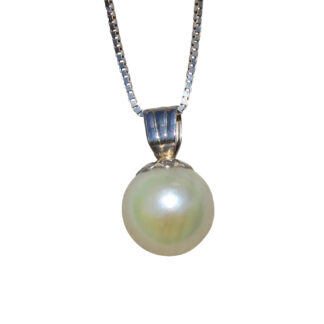 Ladies Natural Pearl Necklace in 14K White Gold