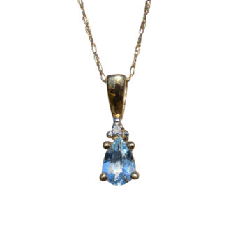 The Kimora:  Ladies Simple Pear Shaped Topaz and Diamond Necklace