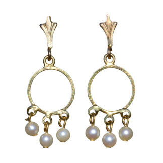 SOLD - The Palomas:  Ladies Vintage 14K Gold and Pearl Dangler Earrings