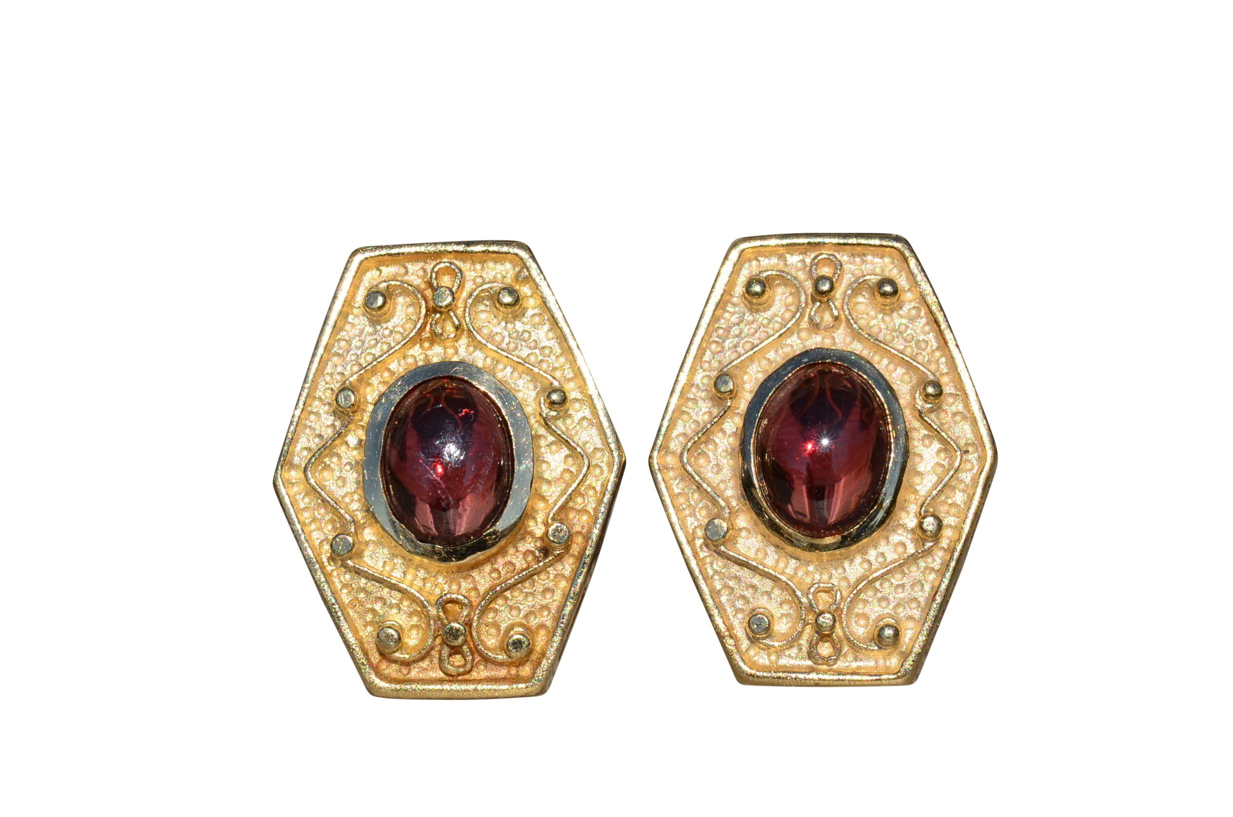 SOLD - The Emmalines: Ladies Vintage 14K Garnet Statement Earrings