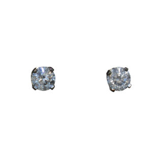 Ladies 14K White Gold Diamond Stud Earrings