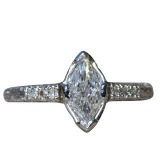 SOLD - The Duchess: Ladies Antique Platinum and Duchess Cut Diamond Engagement Ring