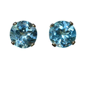 Ladies 14K White Gold Topaz Stud Earrings