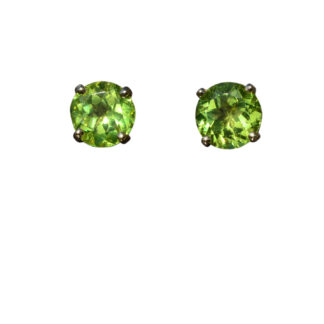Ladies 14K Yellow Gold Peridot Stud Earrings