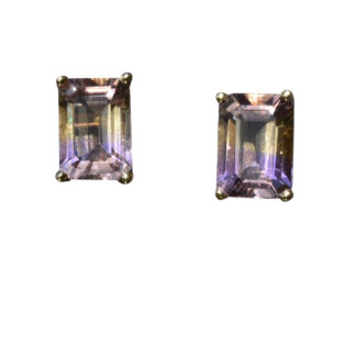 SOLD - Ladies 14K Yellow Gold Ametrine Stud Earrings