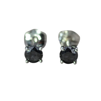 SOLD - Ladies Vintage Black Diamond Stud Earrings in White Gold