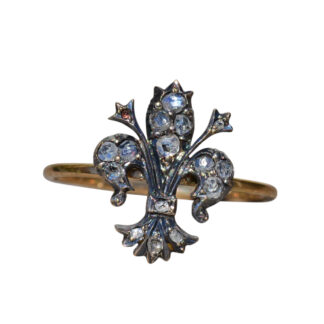 The Cressida:  Ladies Antique 14K and Silver Ring set with Rose Cut Diamonds