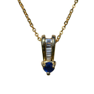 Ladies Sapphire and Diamond Necklace in Yellow Gold
