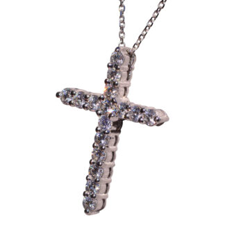 The Cantaron:  White Gold Cross Necklace with Natural Diamonds
