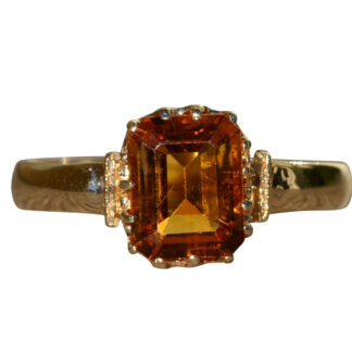 SOLD - The Powelton:  Ladies Vintage 14K Gold Cocktail Ring set with Emerald Cut Citrine