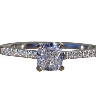 The Astoria:  Ladies 18K Gold Engagement Ring set with 0.81 CT Diamond