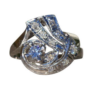 The Goldberg:  Ladies Antique Cocktail Ring in 14K Gold set with Diamonds