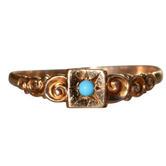 SOLD - The Andersonville: Antique Children's Ring in Rose Gold set with Turquoise