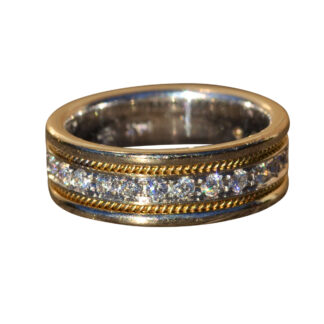 The Pilsen:  Ladies Two Tone Diamond Band in 14 Karat Gold