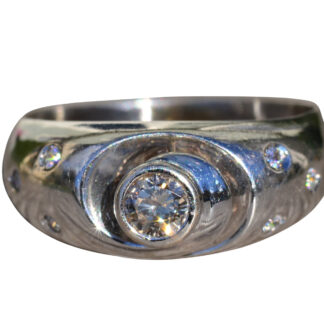 The Benzonia:  Men's Vintage 14K White Gold Diamond Ring